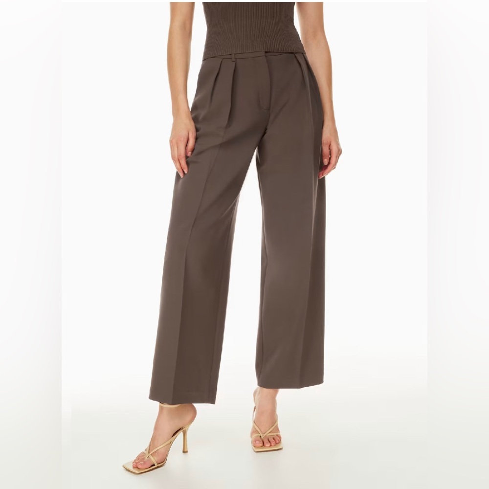 Aritzia Babaton Revue Brown Wide-Leg Dress Pants High Waisted Size 10